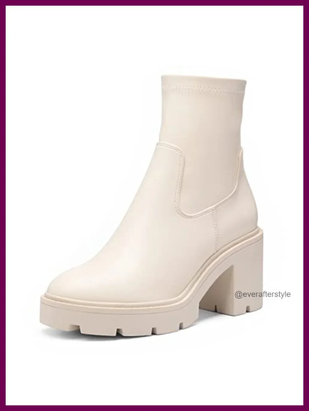 Women's Chelsea Ankle Boots Chunky Heel Lug Sole Faux Leather Pull-On Booties